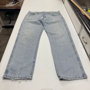 Austin Mens Light Wash Straight Leg Denim Jeans Blue Distressed Workwear 38x31